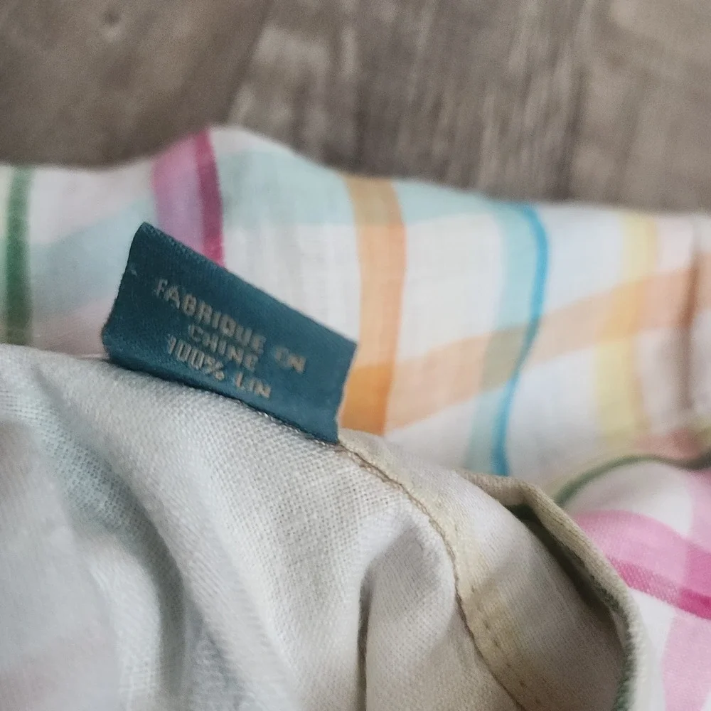 Tommy Bahama Button Front Shirt Mens XXL Multi Color Plaid Linen Island Modern
